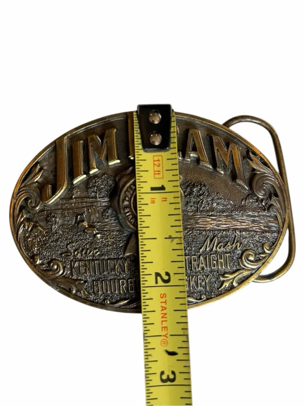 Vintage Jim Beam Sour Mash Whiskey Gold Belt Buckle 1990s Streetwear Western 90s